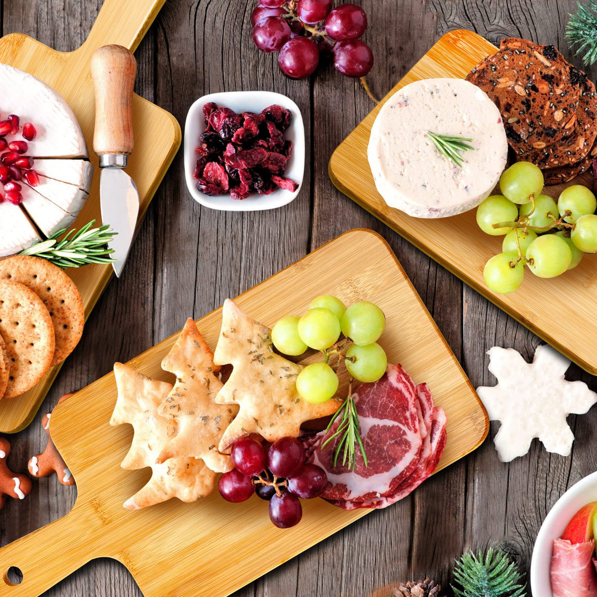 Nuenen 10 Pcs Wood Cutting Board with Handle 15.7 x 7.8 Inch Wooden Serving Board Kitchen Chopping Boards for Pizza, Bread, Cheese, Charcuterie, Nuenen