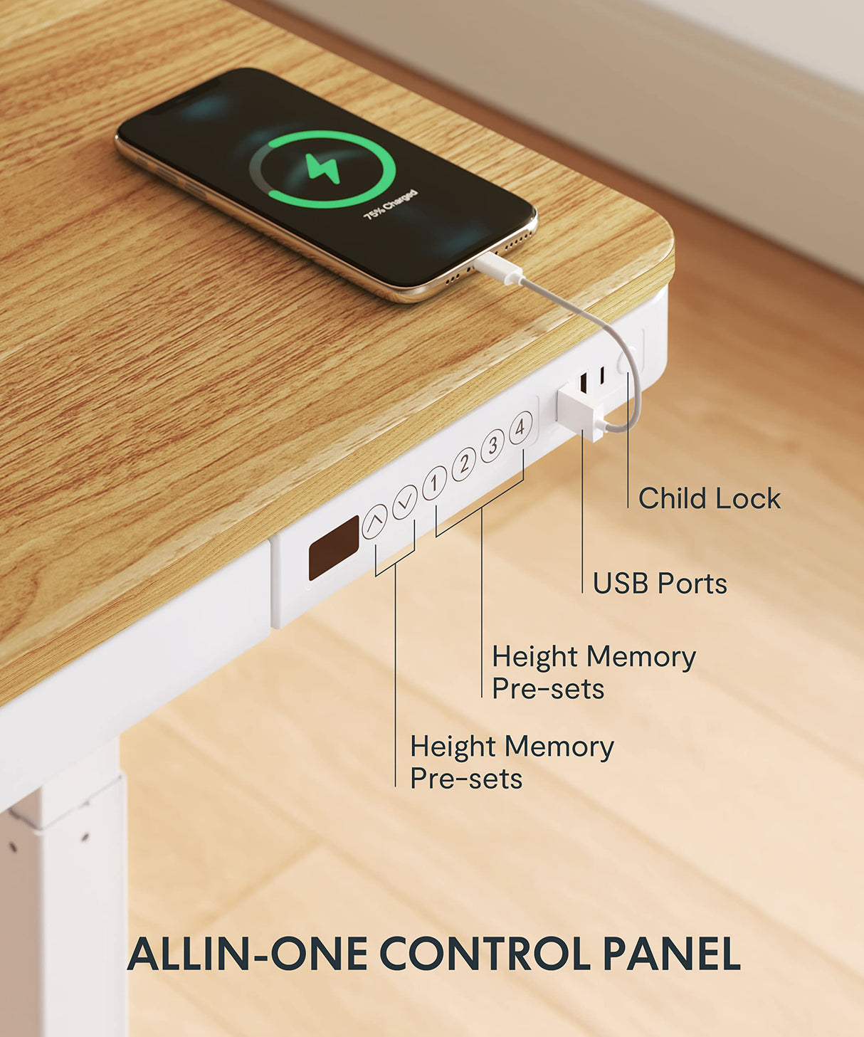 FLEXISPOT 55" Electric Standing Desk with Drawers, Quick Assembly Home Office Sit Stand Desk with Storage, USB Charging, Computer Desk for Home FLEXISPOT