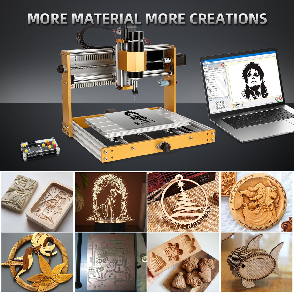 LUNYEE 3018 PRO MAX CNC Machine 500W All-Metal CNC Router Machine 3 Axis Limit Switches & Emergency-Stop with GRBL Offline Control for Cutting Wood LUNYEE