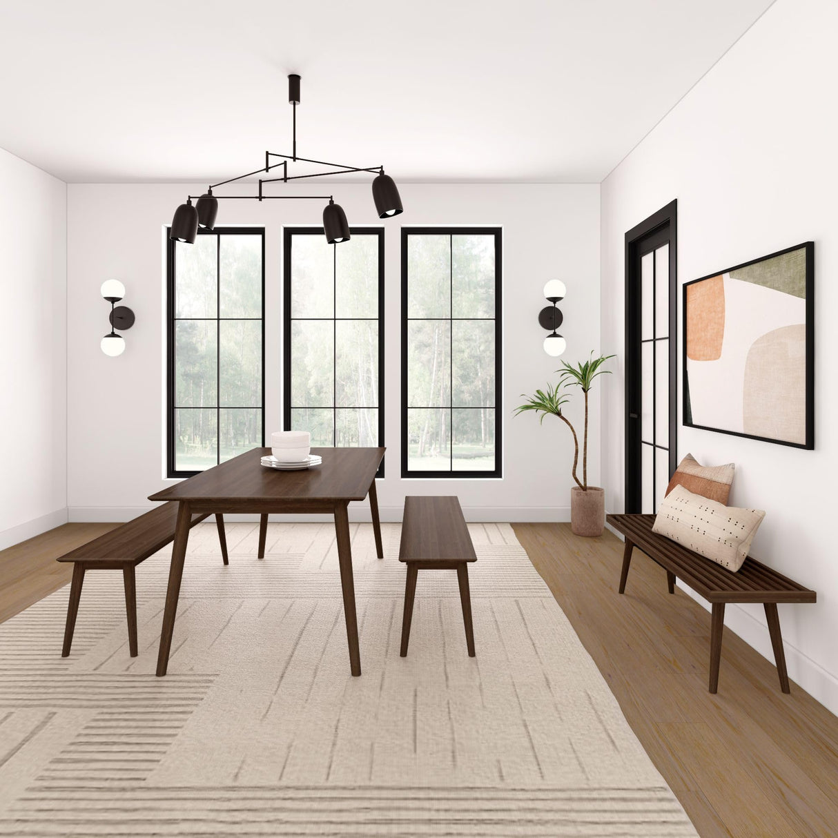 Plank+Beam 72 Inch Mid Century Modern Dining Table, Solid Wood Kitchen & Dining Room Table for 6, Minimalist Table for Dining Room, Rectangular Plank+Beam