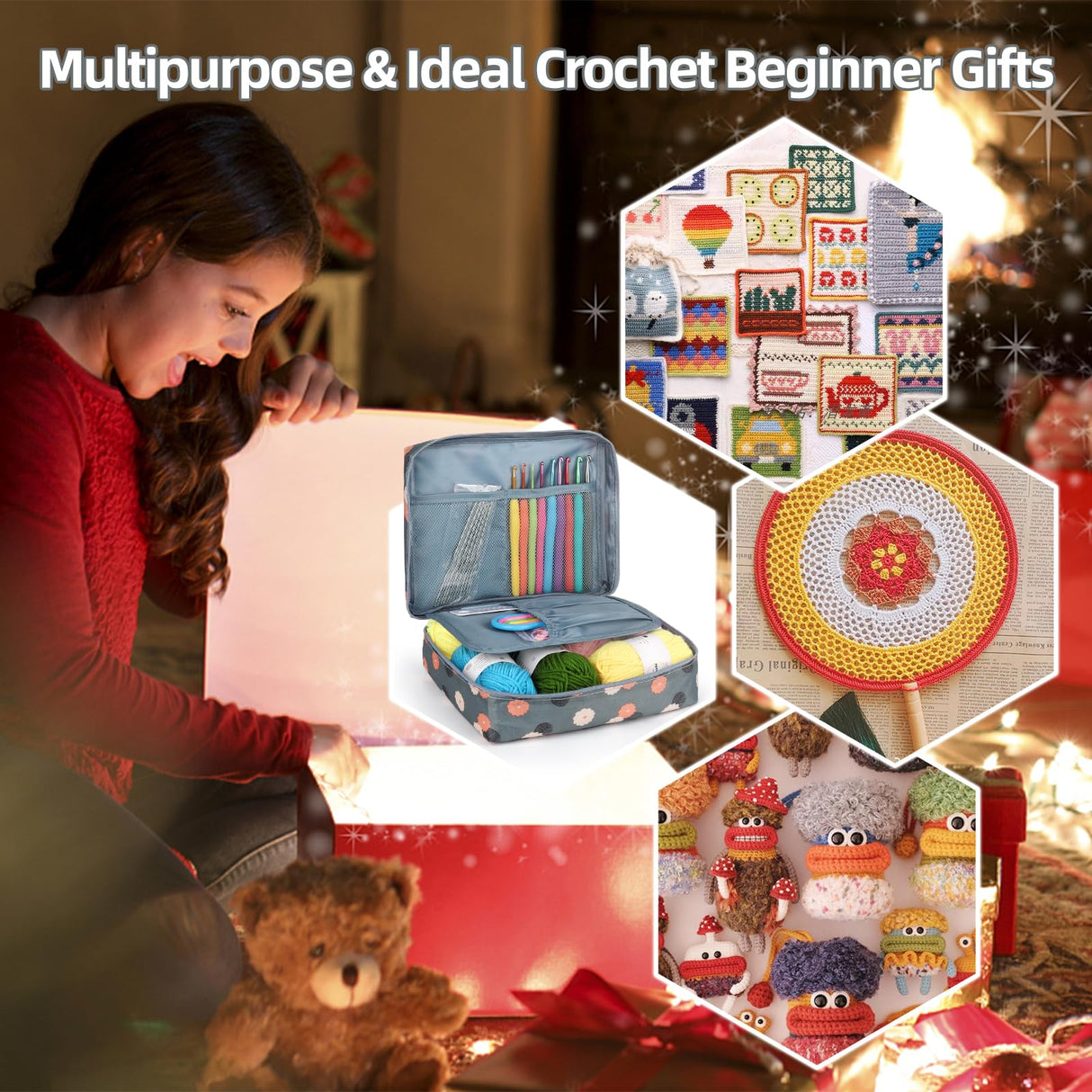 Katech Beginner Yarn for Crocheting and Knitting-Crochet Yarn Kit for Beginners-Includes 382 Yards Cotton Yarn Balls, Hooks, Accessories, Tutorials, Katech