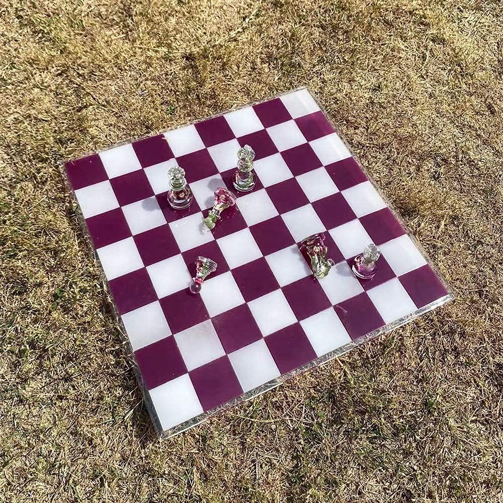 RESINWORLD 12 inches XL Large Checkers Chess Board Mold for Resin, 16 Pieces Full Size 3D Silicone Chess Piece Mold for Epoxy Resin, Chess Resin Mold ResinWorld
