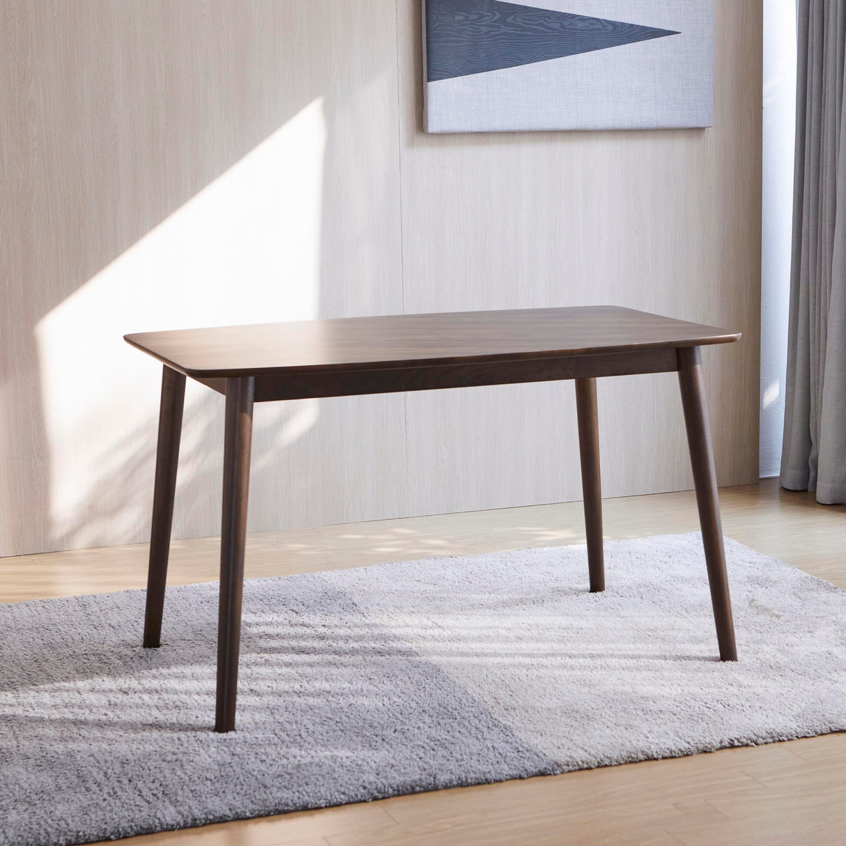 Livinia Aslan 47" Malaysian Oak Rectangular Wooden Dining Table/Solid Wood Kitchen Desk (Walnut) Livinia