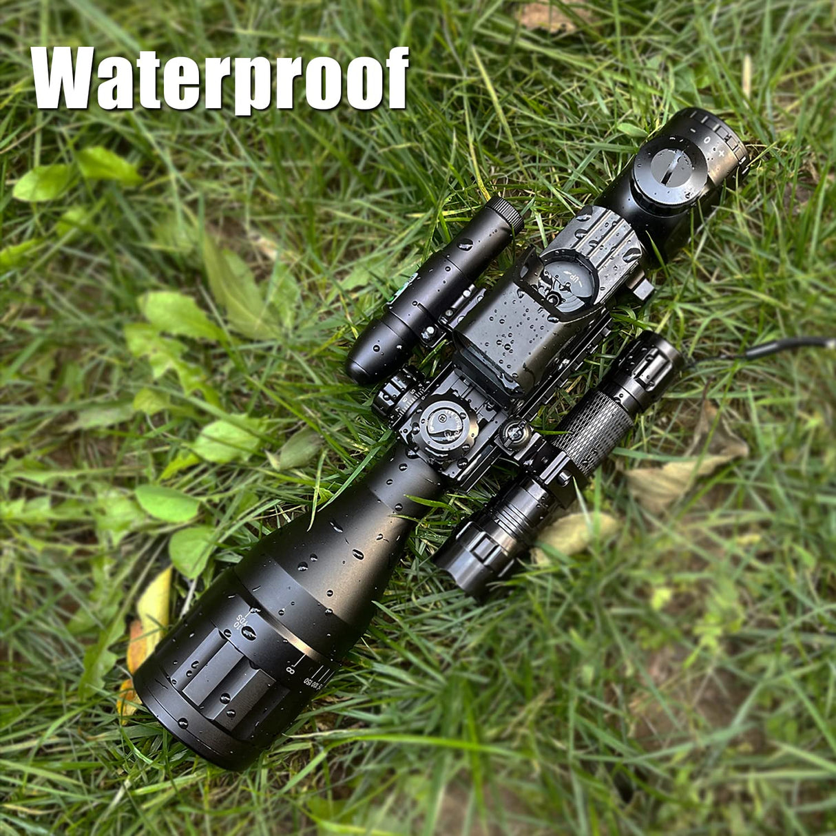 UUQ 4-16X50 AO Rifle Scope Red/Green Illuminated Range Finder Reticle W/Green Laser - Holographic Reflex Red Dot Sight - 5 Brightness Modes UUQ