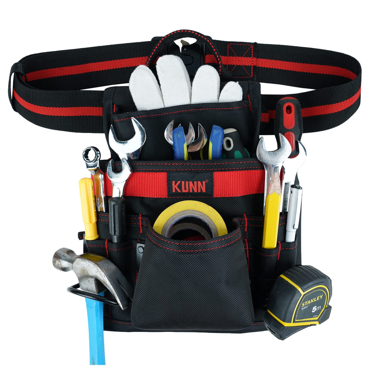 KUNN Carpenter Pouch Durable 10-Pocket Tool Belt with Hammer Loop,Tape Clip,Nail Tool Bag,Heavy Duty Quick Release Metal Buckle Tool Belts for KUNN