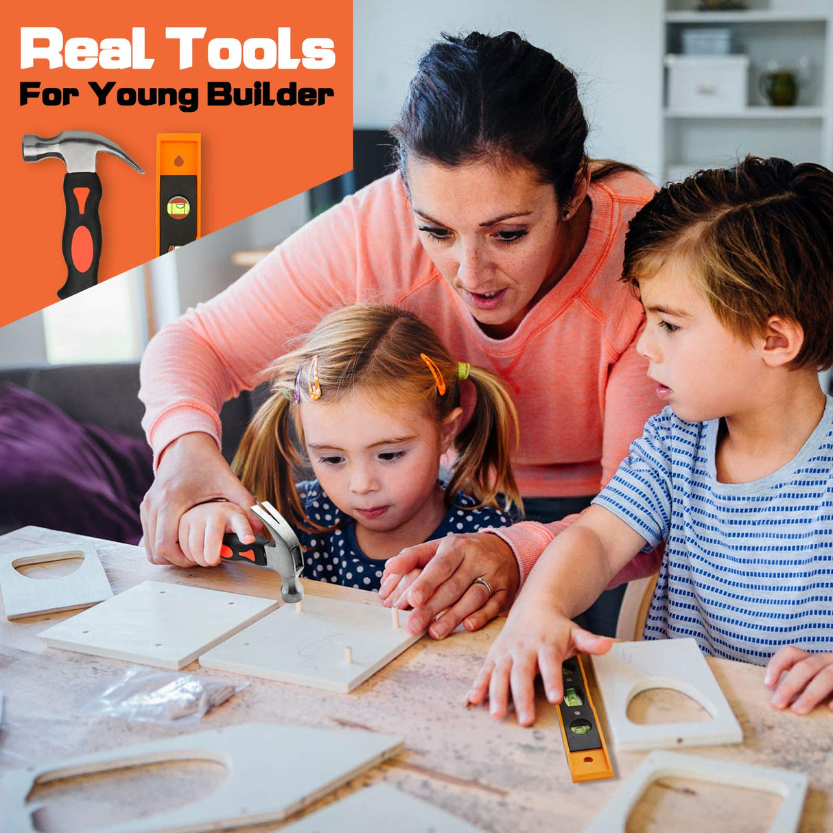 INCLY 95 PCS Kids Real Tool Set, Boys Small Real Hand Tools Kit, Children Construction Learning Tools Hammer Screwdriver for Home DIY Building and INCLY