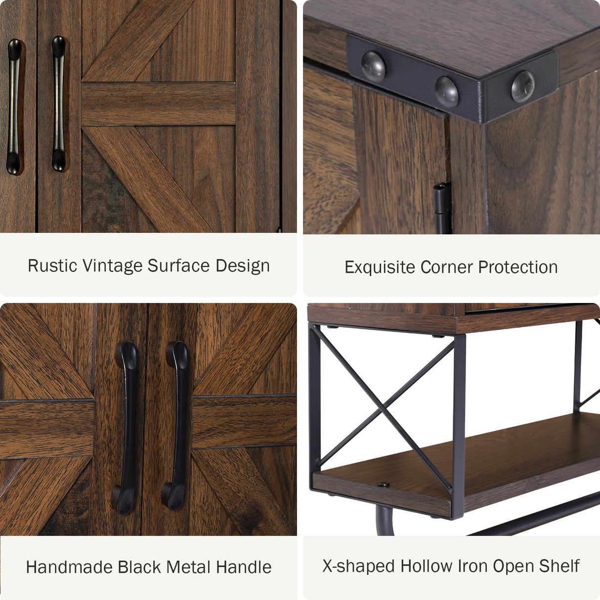 Rustown Vintage Farmhouse Wall-Mounted Medicine Cabinet with Barn Doors and Adjustable Shelf RUSTOWN