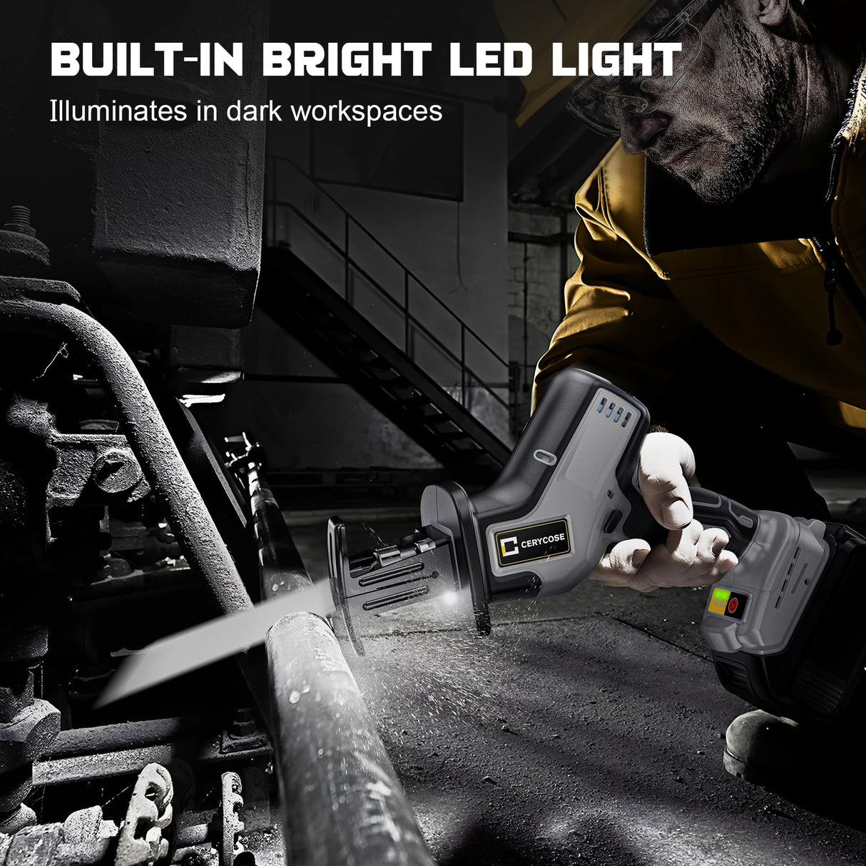 Cordless Reciprocating Saw for DeWalt 20V Max, Brushless Motor Variable Speed, Tool-Free Blade Change, Cerycose Reciprocating saw with LED Light,4 Cerycose