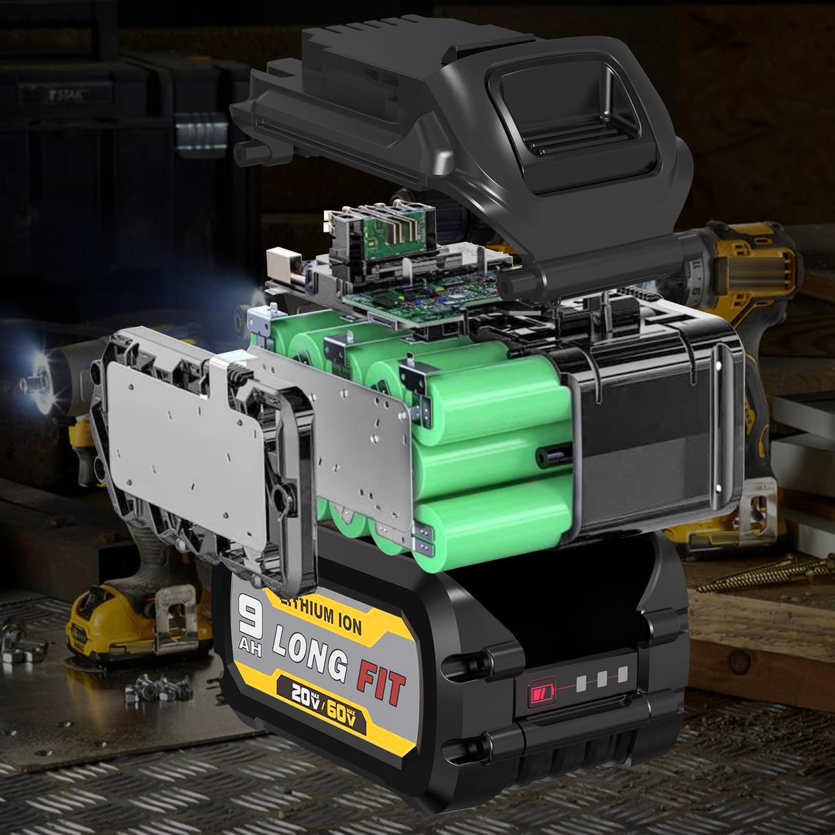 DCB609 60V/20V Replace for DEWALT Battery 9.0AH, Compatible with DeWalt 20V/60V Power Tools and DeWalt 20v 60v Battery Chargers Simple Plus+