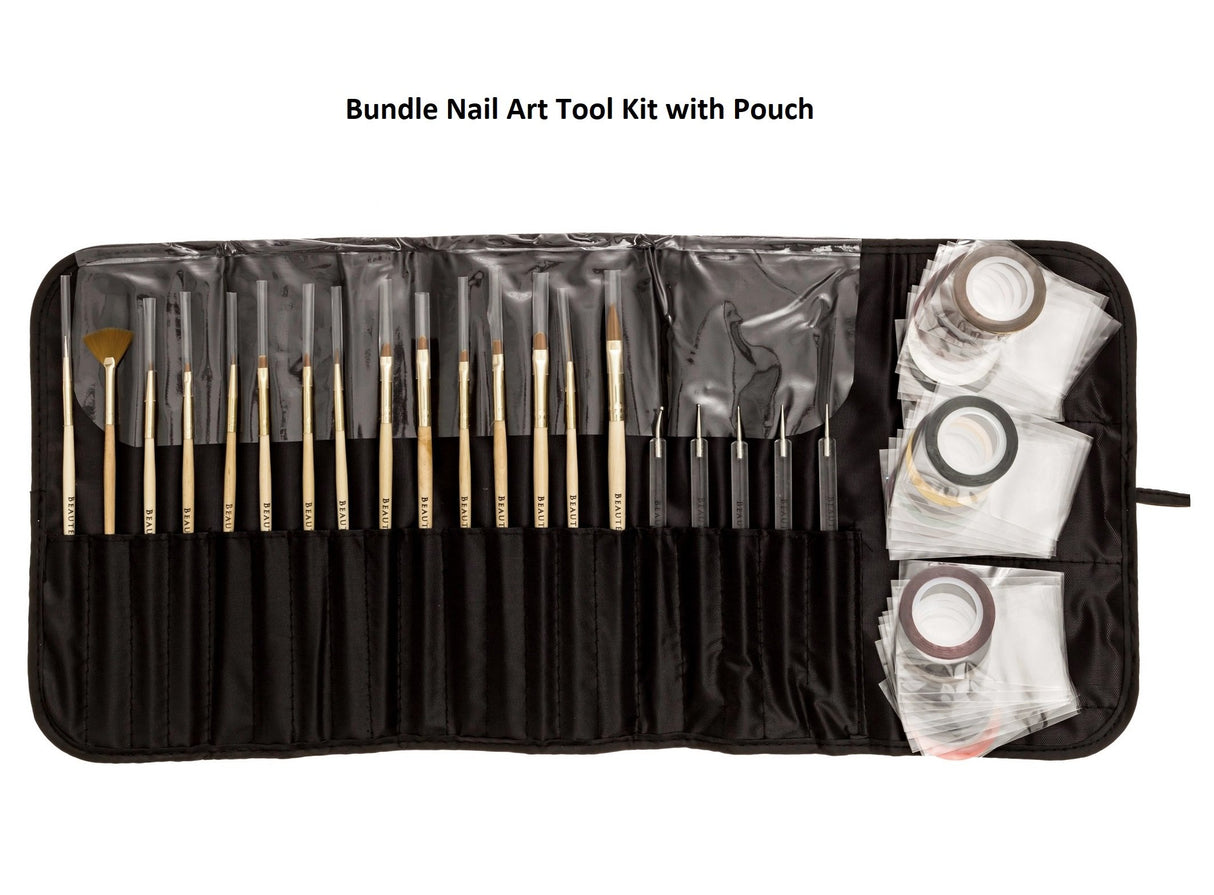 Beaute Galleria Bundle 50 Pieces Nail Art Tool Kit with Pouch - 5 Pieces Dotting Tool Marbleizing Pen (10 Sizes), 15 Pieces Acrylic Gel Detailing BEAUTÉ GALLERIA