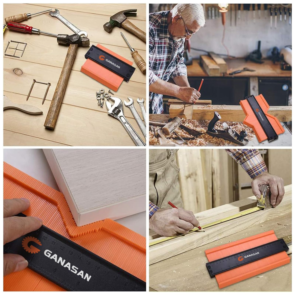 Contour Gauge with Lock|10+5 Inch Construction Rulers Measure Tool for Corners and Contoured, Handyman DIY Woodworking Tools, Construction Carpenter GANASAN