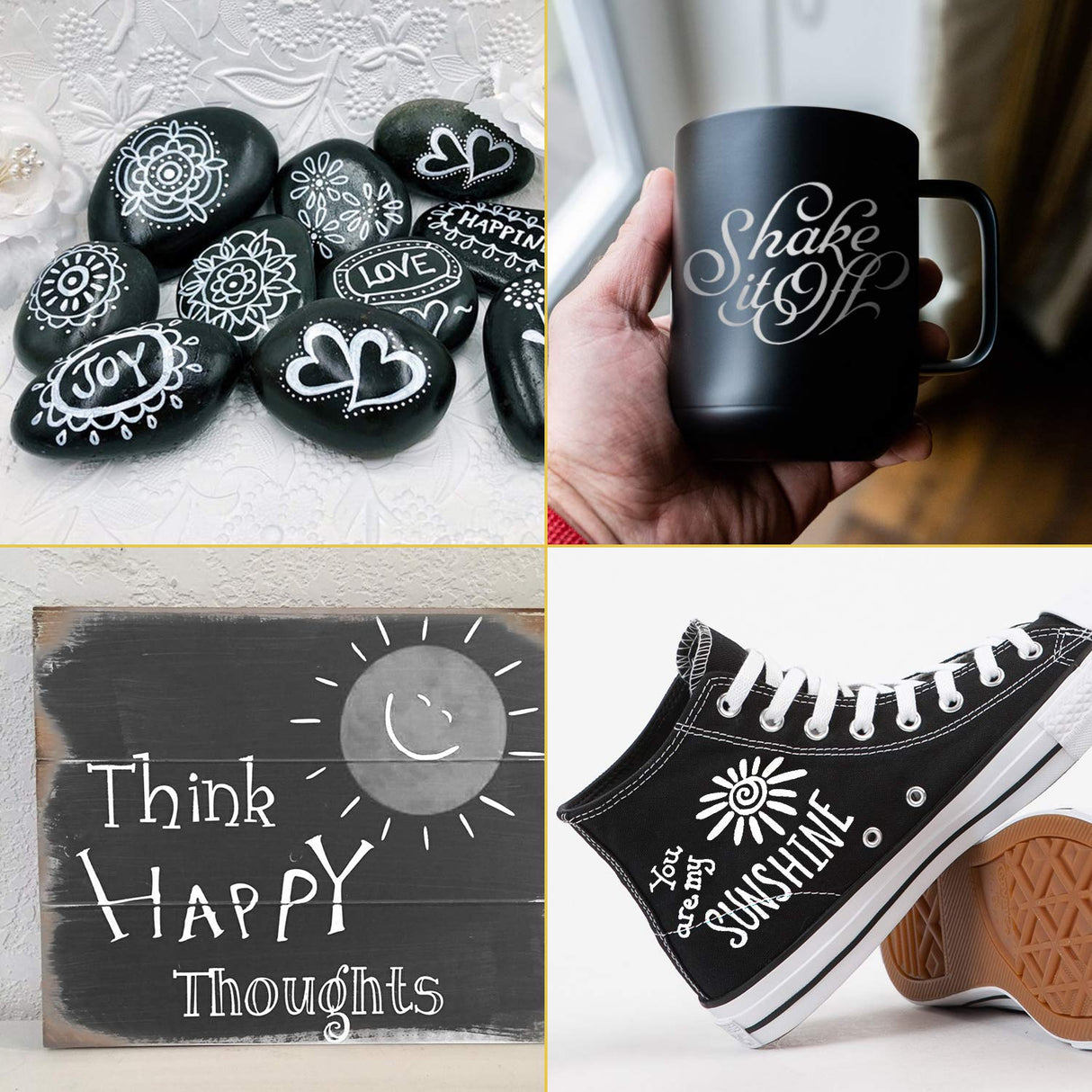 White Paint Pen for Art - 8Pack Acrylic White Paint Marker for Rock Painting, Stone, Wood, Canvas, Glass, Metal, Metallic, Ceramic, Tire, Graffiti, AKARUED