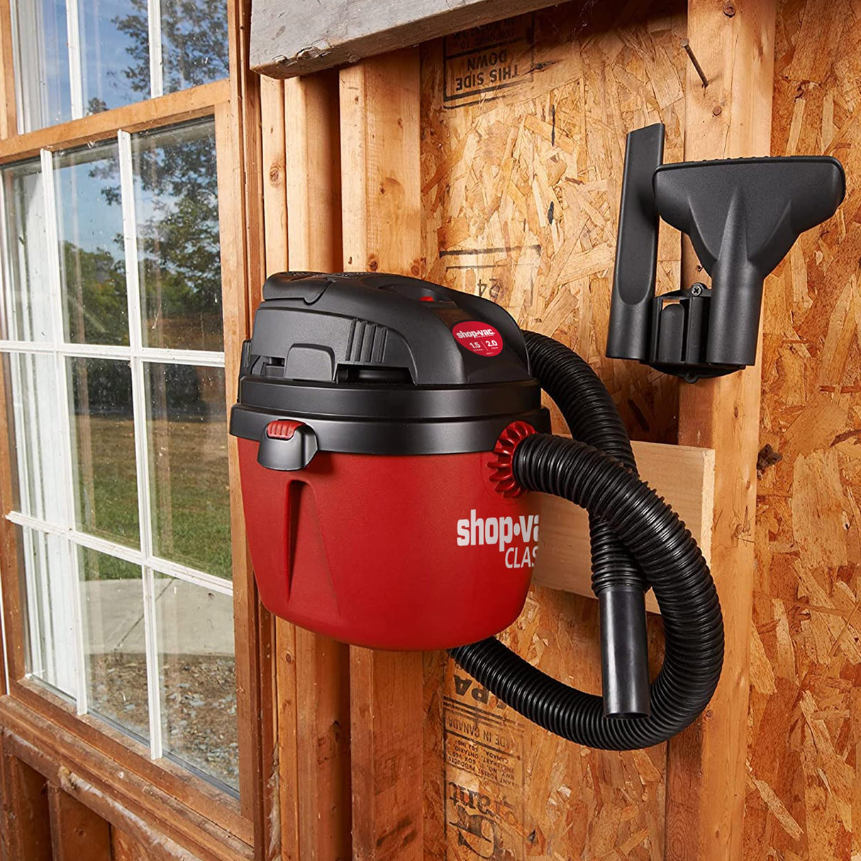 Shop-Vac 1.5 Gallon 2.0 Peak Wet Dry Vacuum, Portable Compact Shop Vacuum with Collapsible Handle Wall Bracket & Attachments, 2030100 Shop-Vac