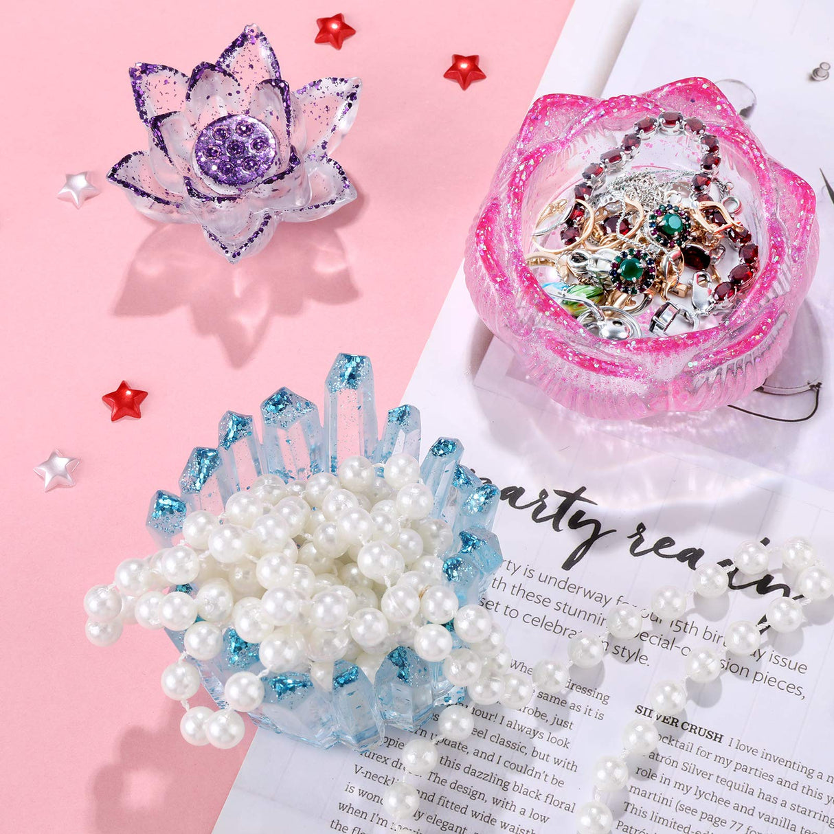 3 Shapes Resin Candle Holder Silicone Moulds Crystal Shape Candle Holder Mould Flower Lotus Tealight Resin Mould Lotus Candlestick Epoxy Casting Patelai