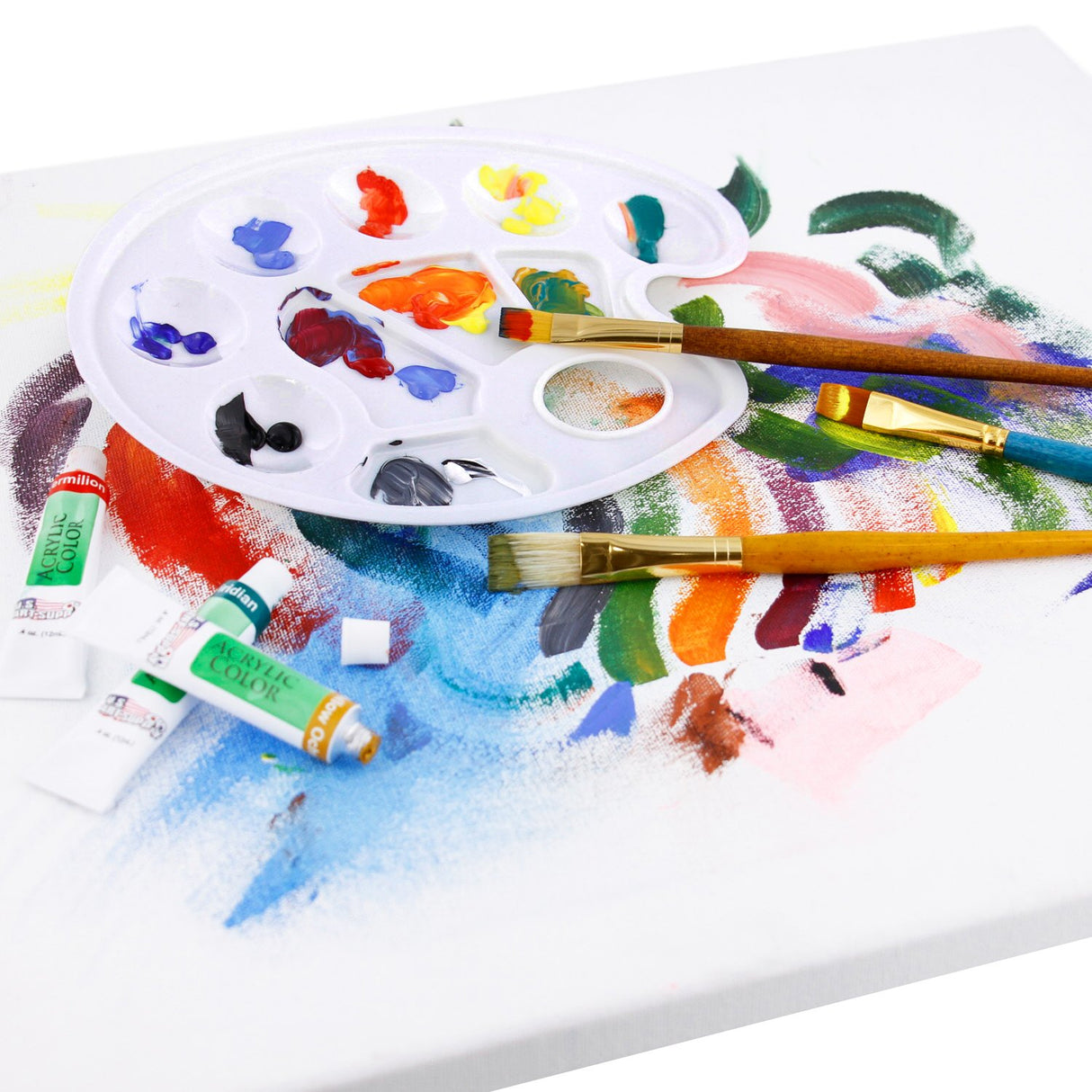 U.S. Art Supply 10-Well Plastic Artist Painting Palette (Pack of 3) - Paint Color Mixing Trays - Kids, Art Students, Classroom, Class Craft Projects, U.S. Art Supply