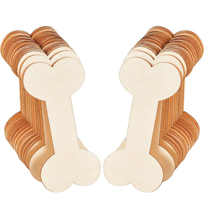40 Pieces 4.3 x 2.2 Inches Wood Dog Bone Cutouts Unfinished Wood Dog Bone Plain Bone Shaped Wood for Crafts Wooden DIY Projects Home Decoration