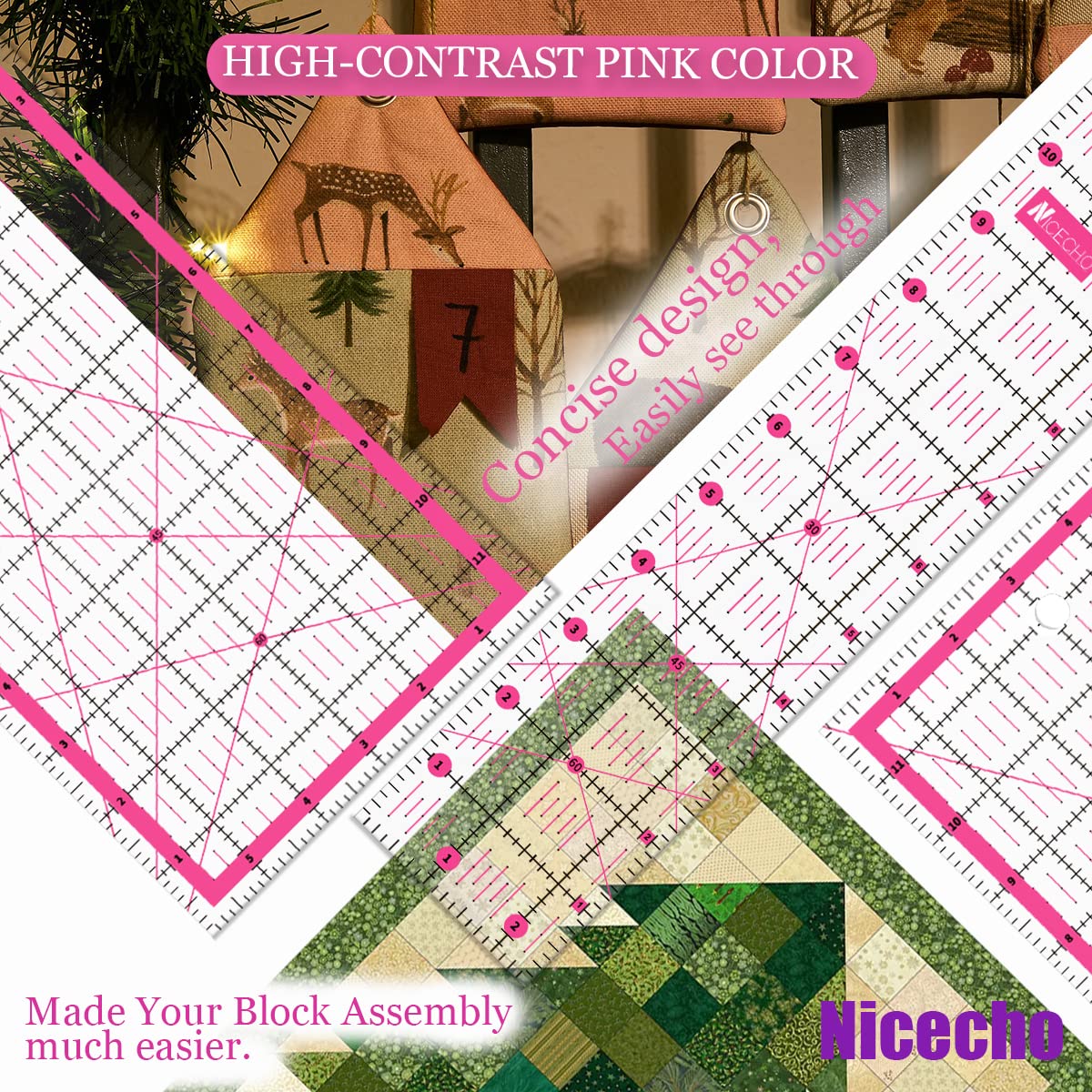 Rotary Cutter Set,Nicecho Sewing Quilting Supplies,45mm & 28 mm Fabric Cutters,8 Rotary Cutter Blades,A3 Cutting Mat for Sewing,6x12 & 2.5x12 In Nicecho