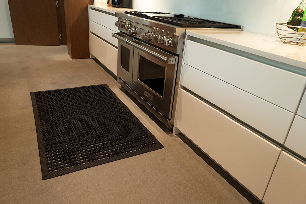 UNIMAT-Anti-Fatigue Outdoor Rubber Drainage with Non-Slip Backing Heavy Duty Mat for Restaurant Industrial Use-3'x 5' Black Mat-Ideal Bar Accessory UNIMAT Innovation in surfaces
