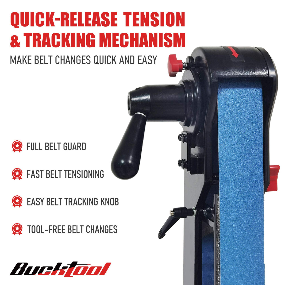 Bucktool Combo 2" x 42" Belt Sander 6" Bench Grinder, Knife Sharpener with Large Work Table BG2600 Upgraded Model Bucktool