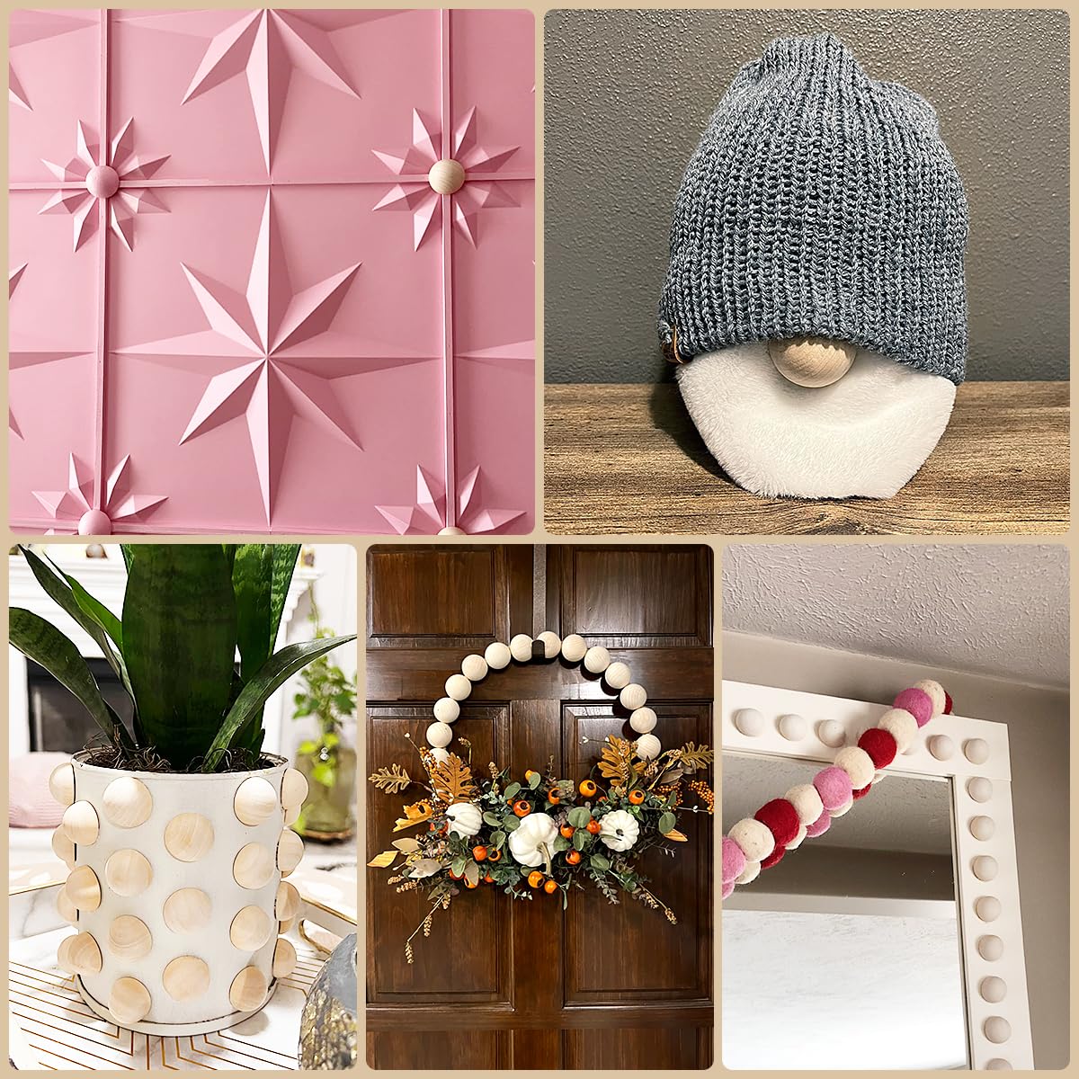 200 Pcs Half Wood Balls, Unfinished Round Split Wood Balls for Paint DIY Craft Kids Arts Toy Home Party Decoration (20mm) Tenalleys