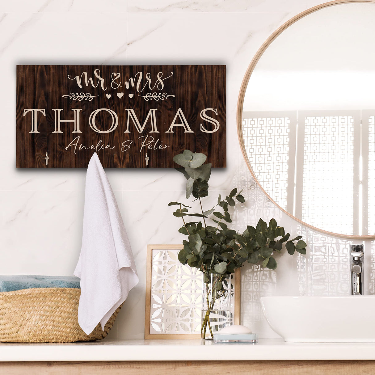 Zexpa Apparel Personalized Wood Key Hooks for Wall Customized Housewarming Wooden Gift | C5 Zexpa Apparel