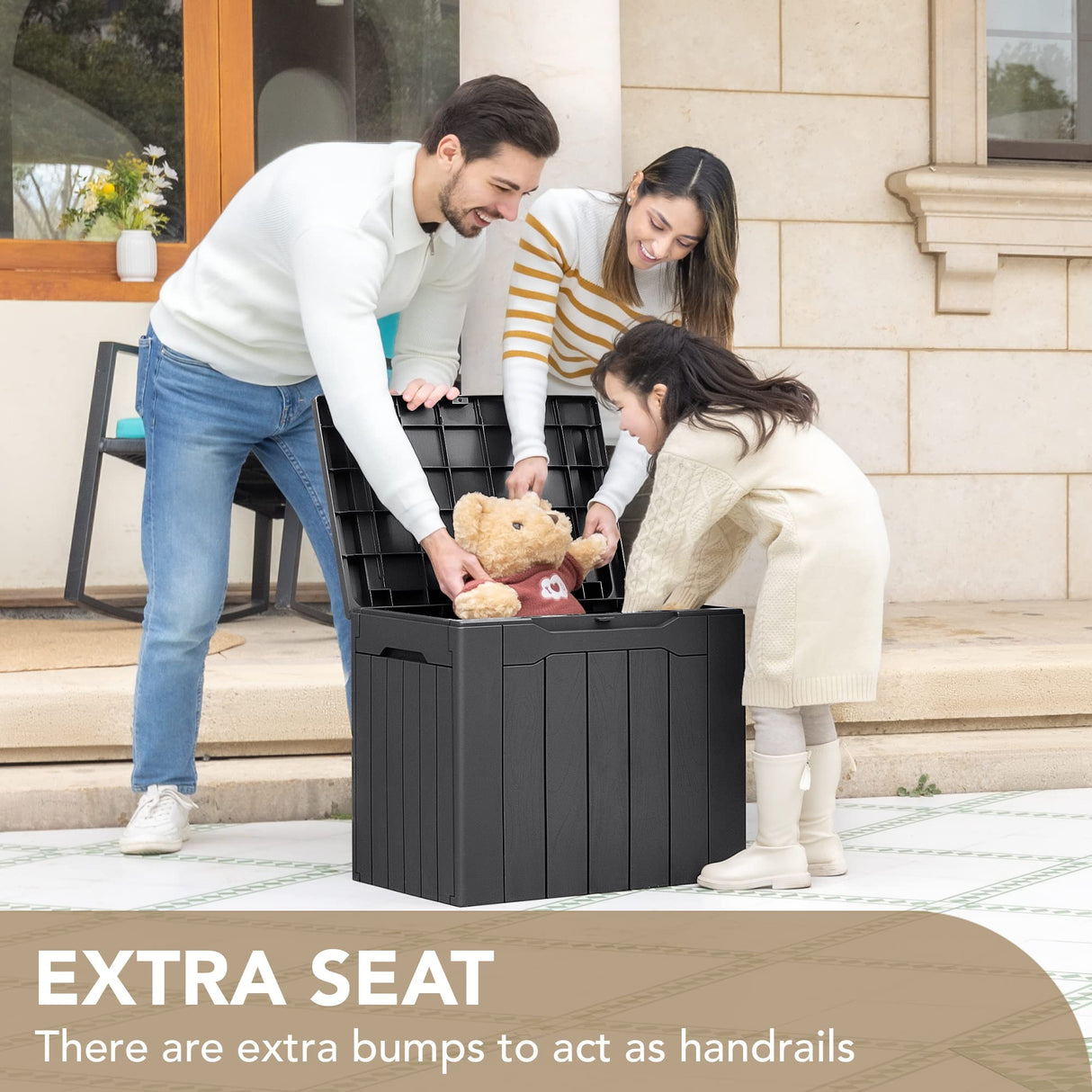 Devoko 30 Gallon Resin Deck Box Outdoor Indoor Waterproof Storage Box for Patio Pool Accessories Storage for Toys Cushion Garden Tools (30 Gallon, Devoko