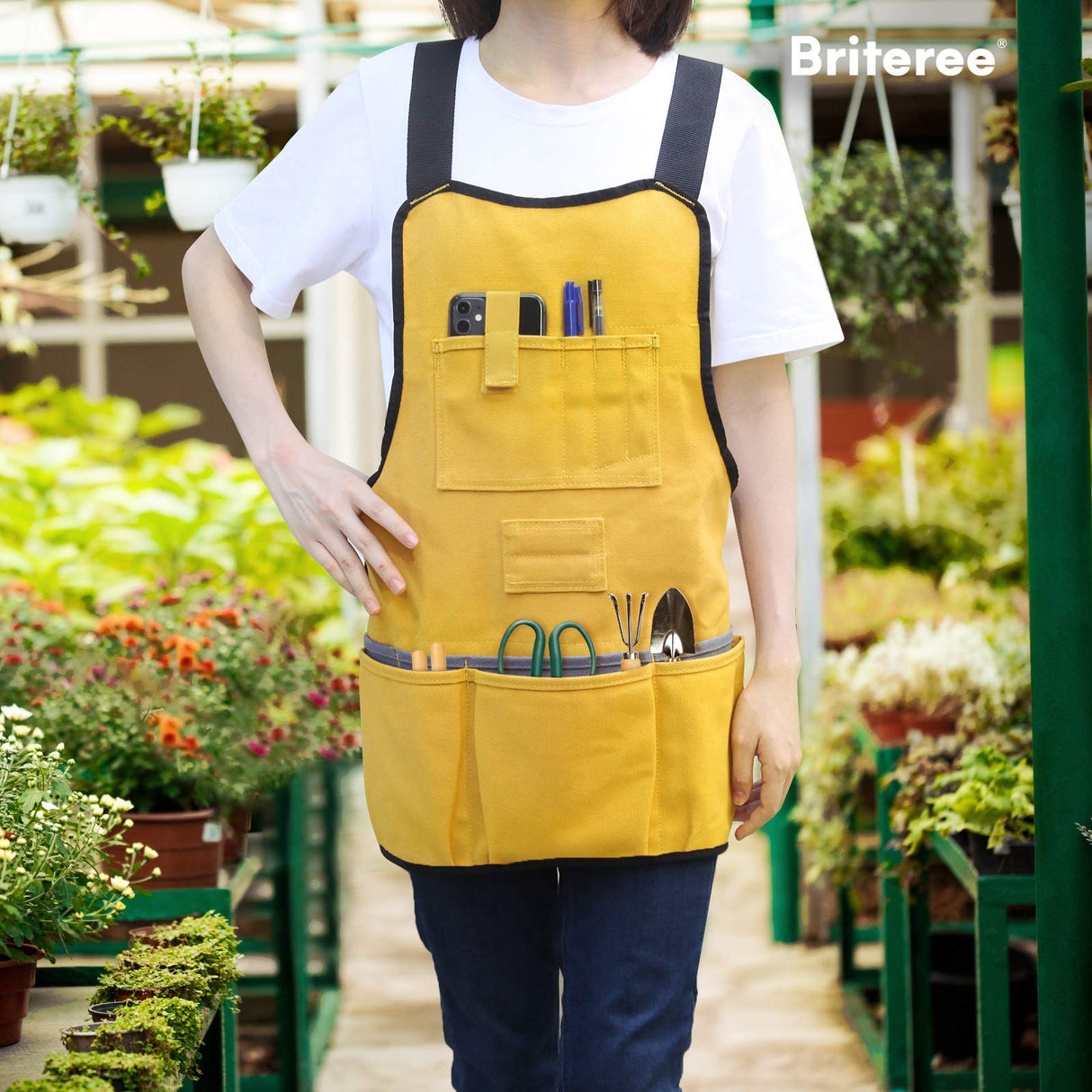 Briteree Work Tool Apron for Men and Women, Torso Length with 21 Tool Pockets, Durable Canvas Apron, DIY Enthusiasts Briteree