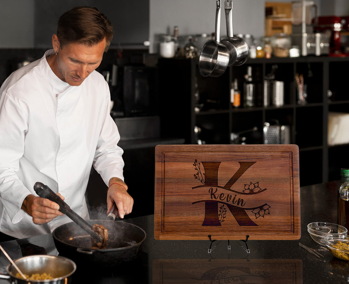 Custom Monogrammed Gifts for Christmas, Personalized Cutting Board, Charcuterie Board, Letter A-Z Engraved, Special Gift for Women, Men, Her, Him, Kenzal Customized