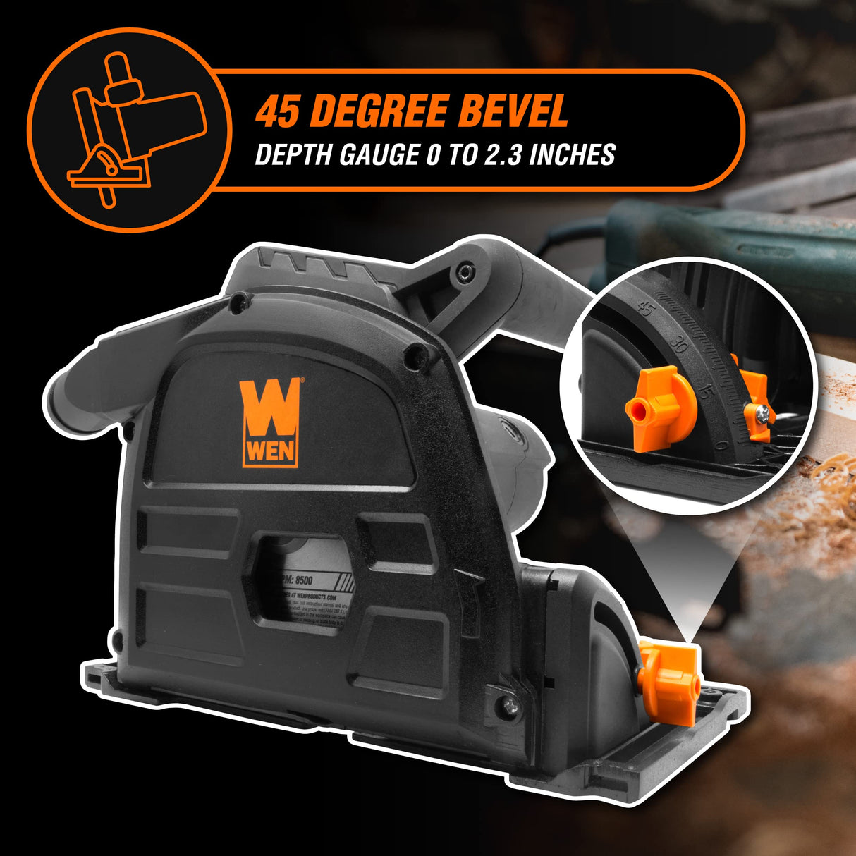 WEN CT1065 10-Amp 6.5-Inch Plunge Cut Sidewinder Circular Track Saw,Black WEN