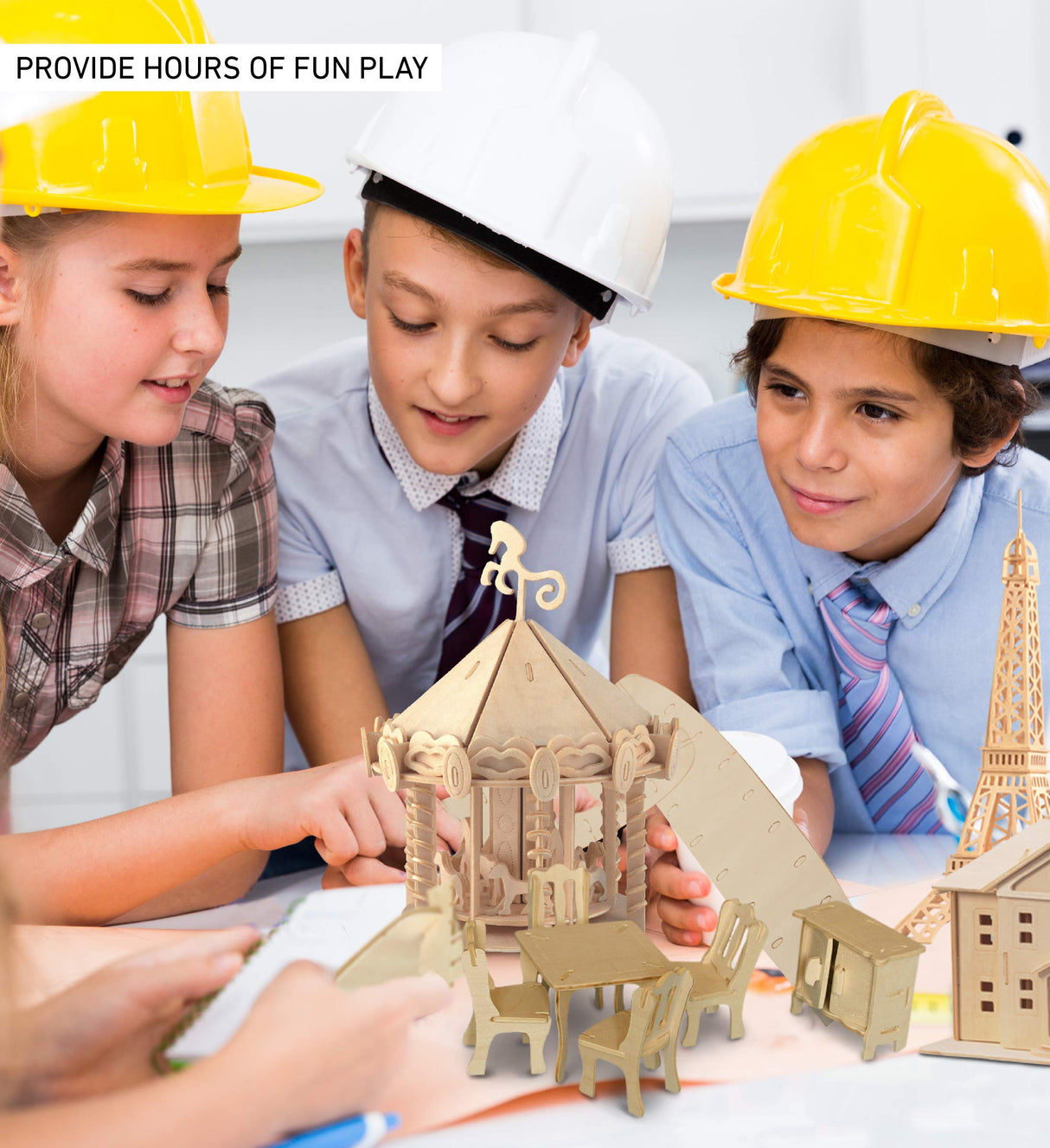 Puzzled 3D Puzzle Dining Room Dollhouse Set Wood Craft Construction Model Kit, Fun & Educational DIY Wooden Toy Assemble Model Unfinished Crafting Puzzled