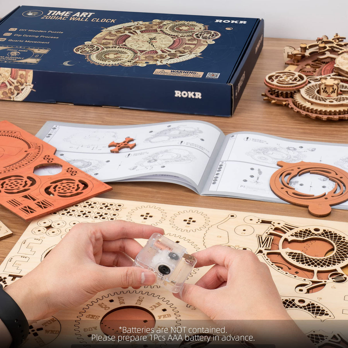 ROKR Zodiac Wall Clock 3D Wooden Puzzle Kit for Adults ROKR