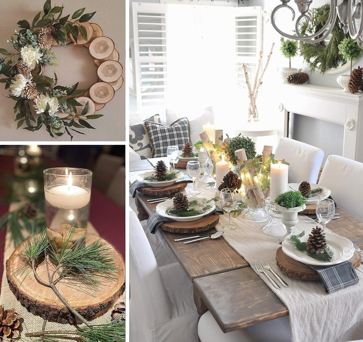 Unfinished Wood Slices for centerpieces 18 PCS 5.1-5.5 Inch,Round Wooden Discs with Tree Bark,Wood Cookies Circles for Crafts Christmas William Craft