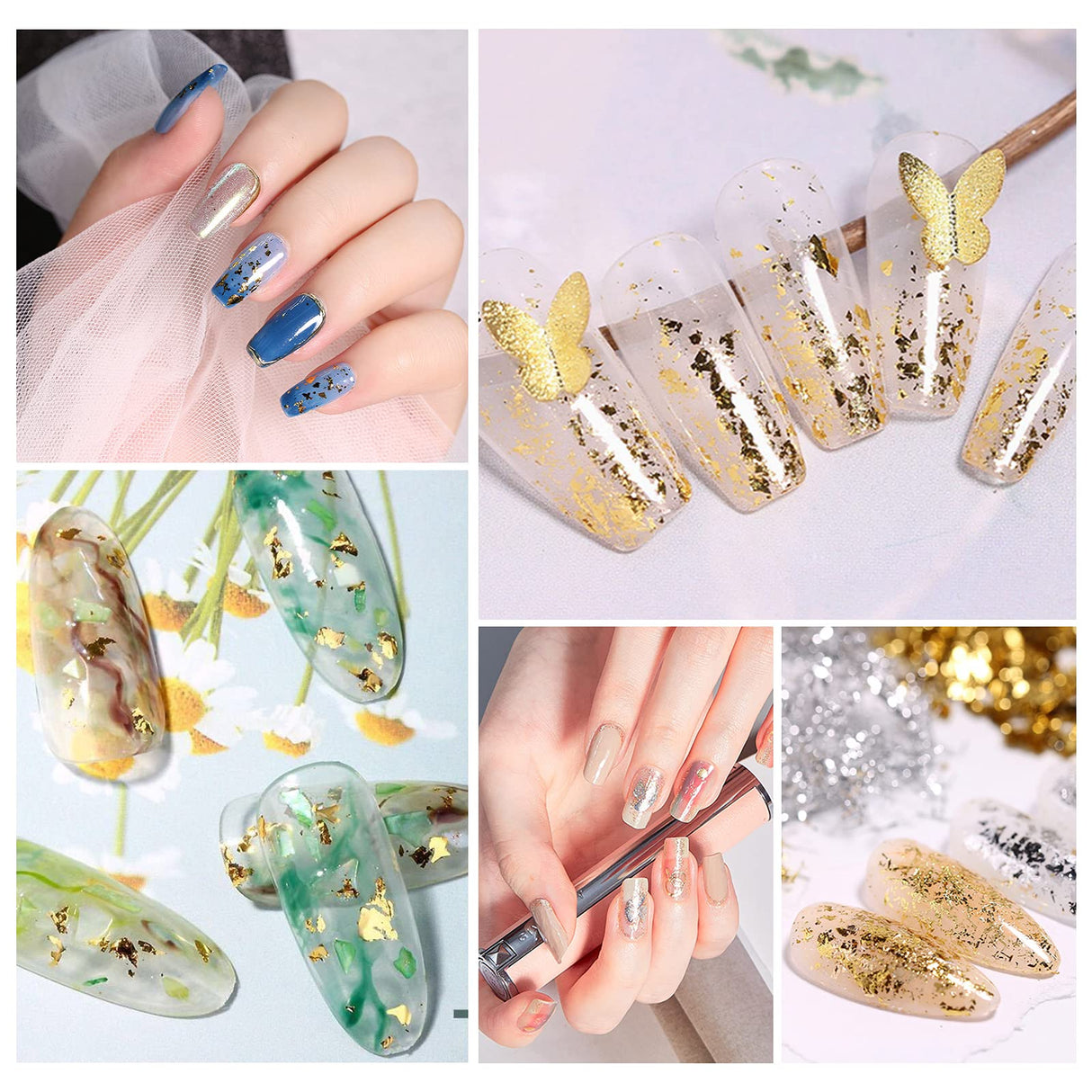 GORGECRAFT Gold Foil Flakes Metallic Foil Flakes Metal Gold Leaf with Tweezers for Nail Art, Painting, Crafts, Resin Jewelry Making, Purple GORGECRAFT
