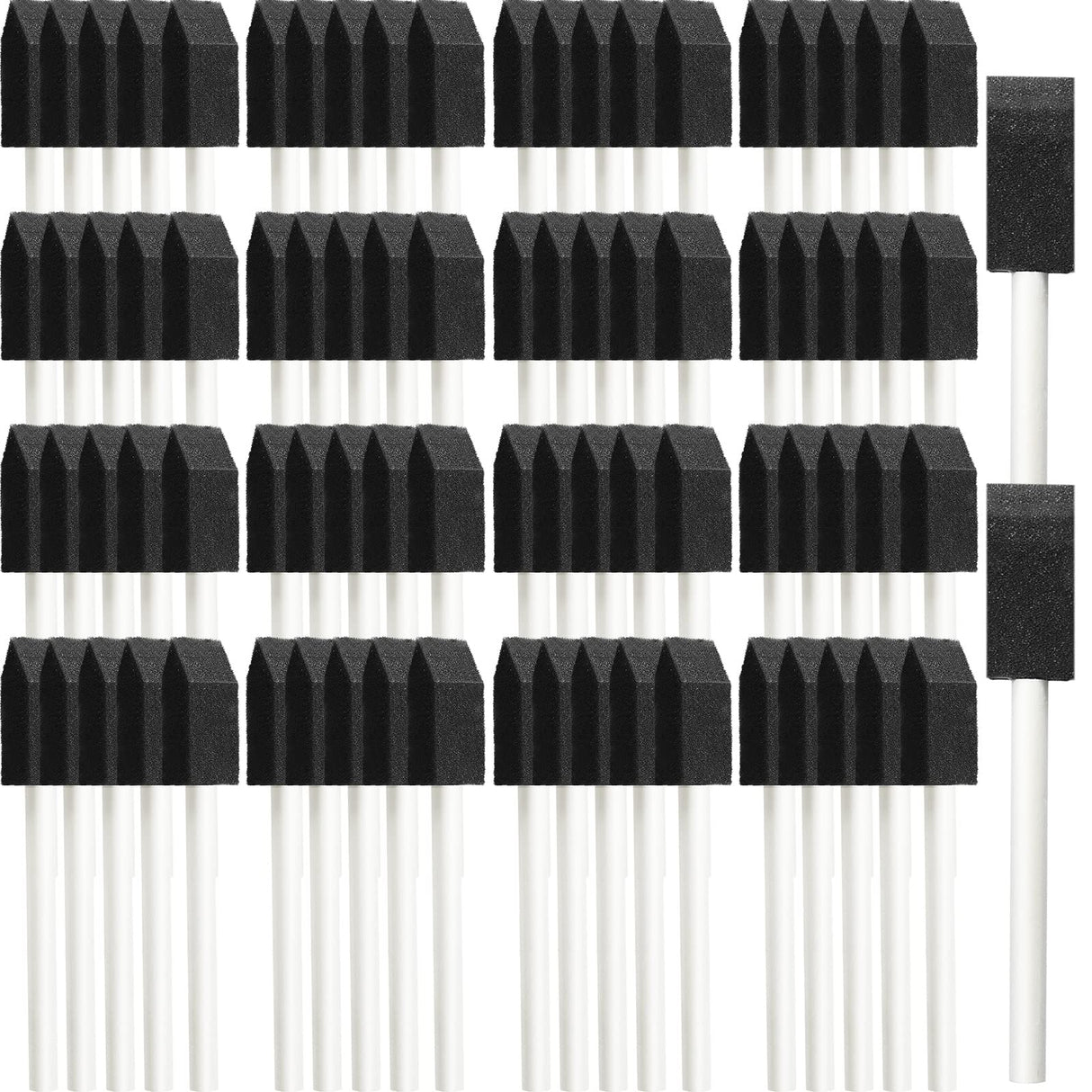 200 Pack Foam Brush Bulk Foam Paint Brushes Sponge Black Foam Brushes for Painting 1 Inch with Handle Wood Grip Foam Art Paintbrushes for Paint Leinuosen