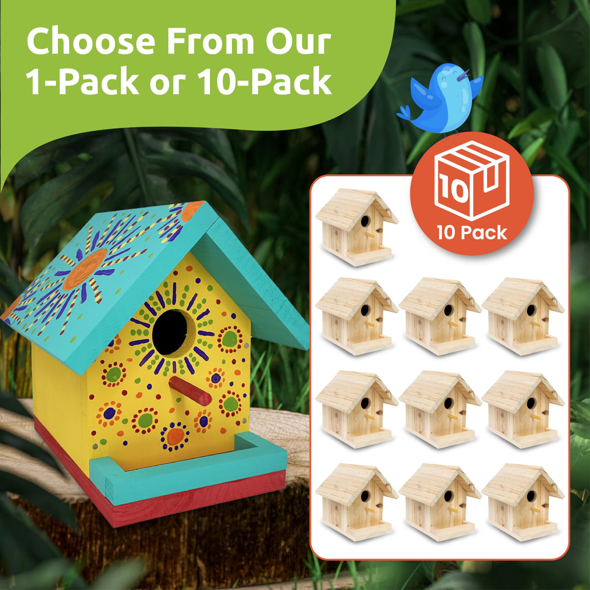 SparkJump Jr Bird House Kit | DIY Birdhouse Kits Made of Cedar Wood for Outdoors | Birdhouse Kits for Kids and Adults with Paint | Bird House Making SparkJump