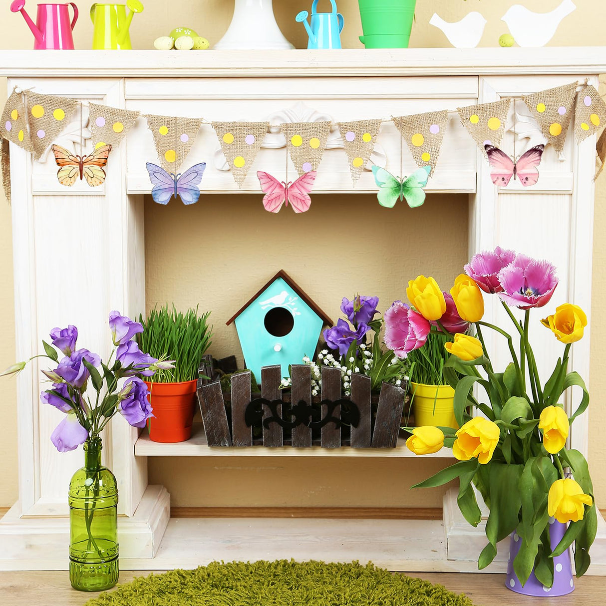 Wooden Butterfly Ornaments to Paint Spring Decoration Cutouts Unfinished 24PCS 3.5 x 3 inches, DIY Blank Unfinished Wood Discs Ornament for Home Sophena