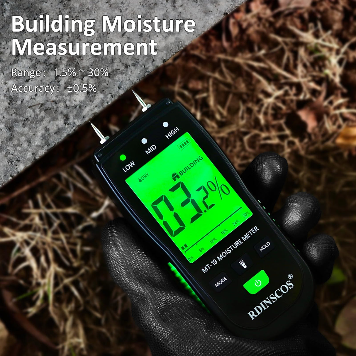 Wood Moisture Meter, Firewood Moisture Tester, Drywall Moisture Detector Professional Moisture Content Meter Lumber Logs Concrete Floors Carpet RDINSCOS