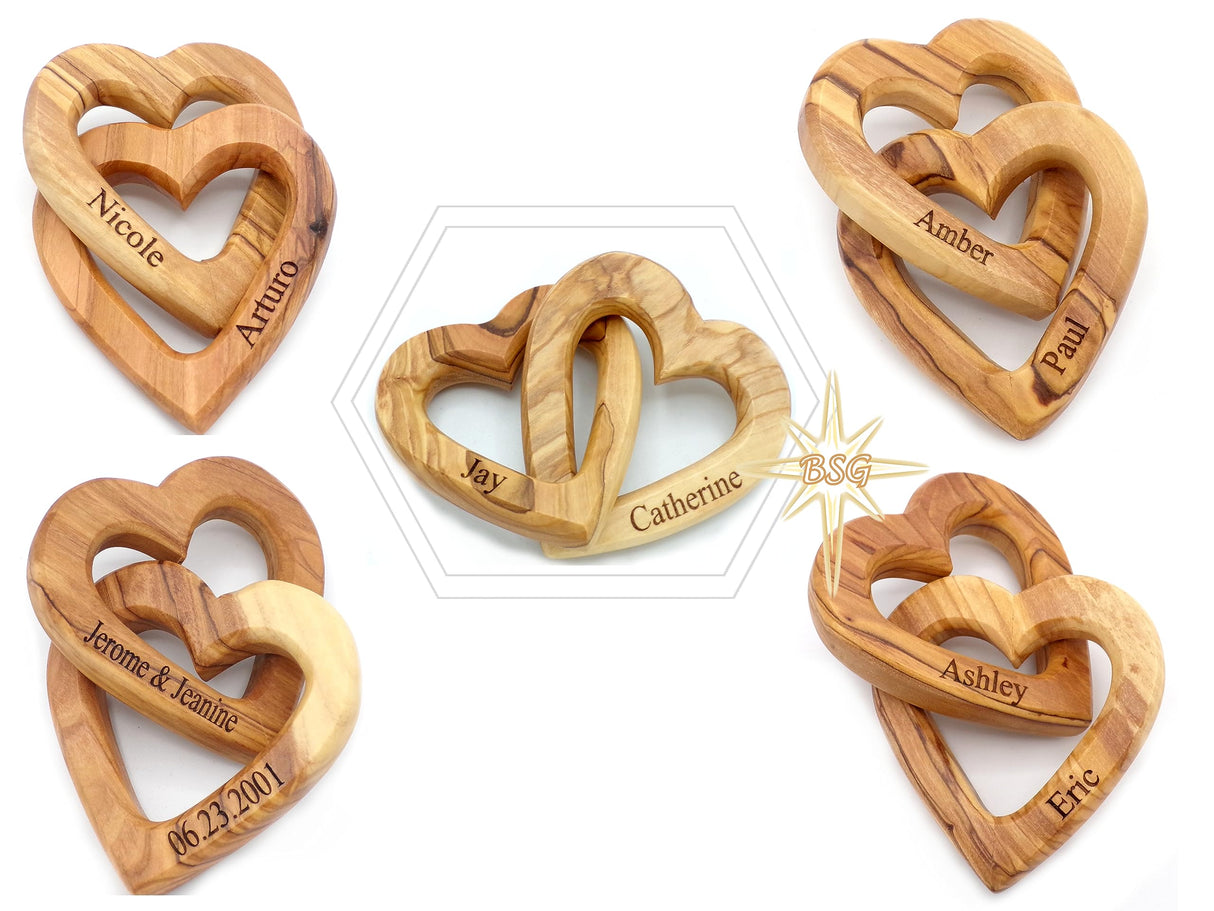 Customized Gifts, Olive Wood Hearts, Personalized Valentines Day Gift, Together Forever, Unique and Cute for Engagement, Wedding, Anniversary, Dacaret Factory