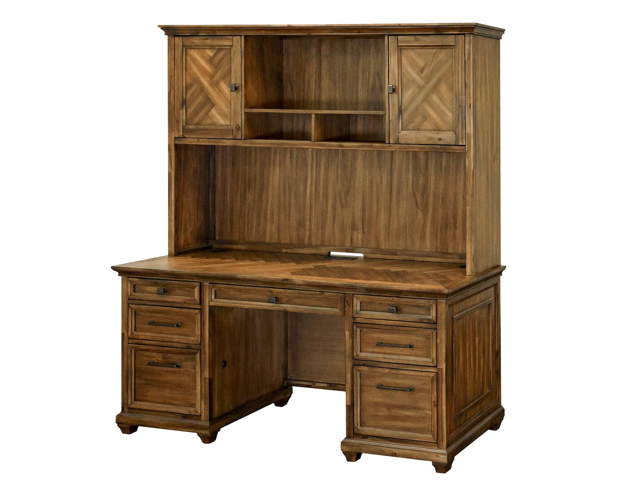 Martin Furniture Traditional Wood Doors, Office Storage, Fully Assembled, Brown Hutch Martin Furniture
