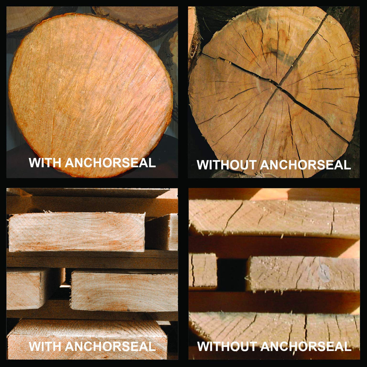 ANCHORSEAL 2 Hybrid Log & Lumber end Grain Sealer - Water-Based Wax & Polymer Prevents up to 90% of end Checking (Drying Splits) on Cut Ends. Green ANCHORSEAL 2