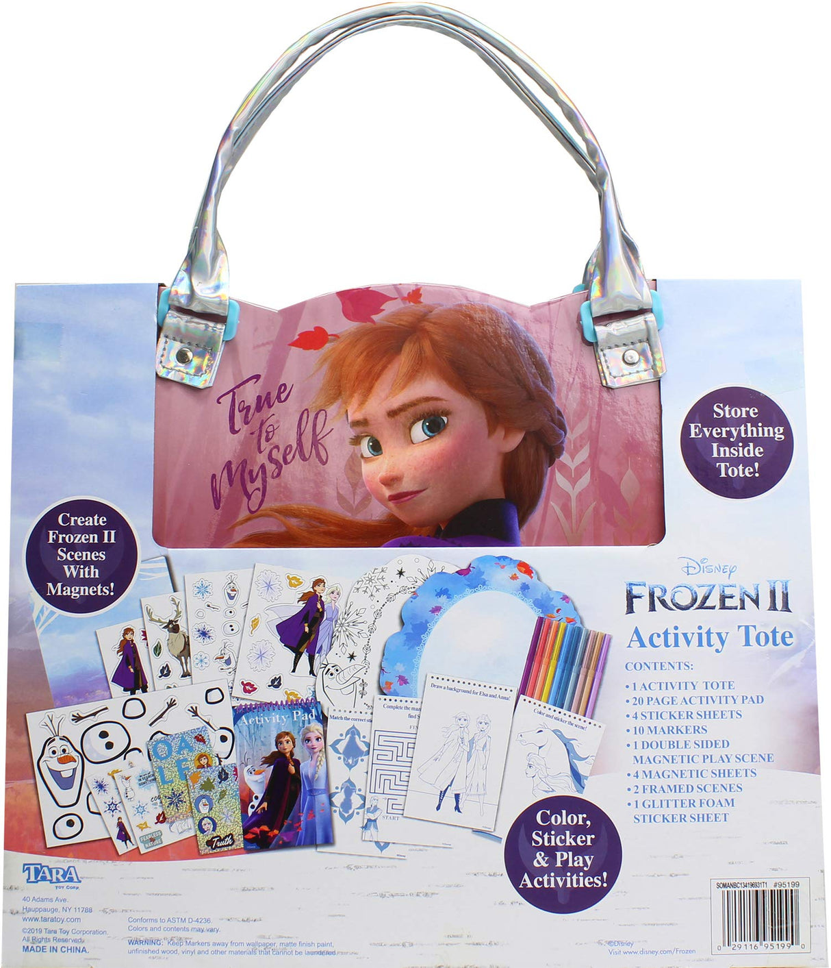 Tara Toys Frozen 2 Enchanted Activity Tote - Ultimate Princess Adventure Bag with Coloring Books, Stickers, and Craft Supplies, Travel-Friendly Set Disney
