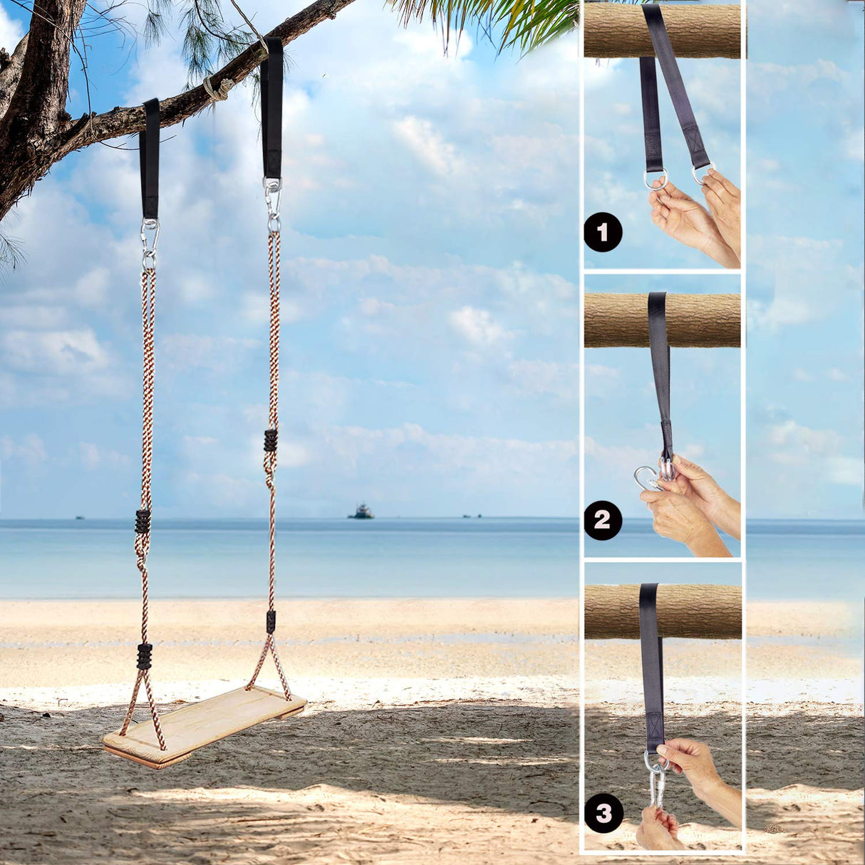 NOSTIFY Wooden Swing Seat, Nostalgic Outdoor Wood Swing for Kids, Tree Swing for Adults, Connecting Straps Swing Set Accessories for Backyard Patio NOSTIFY