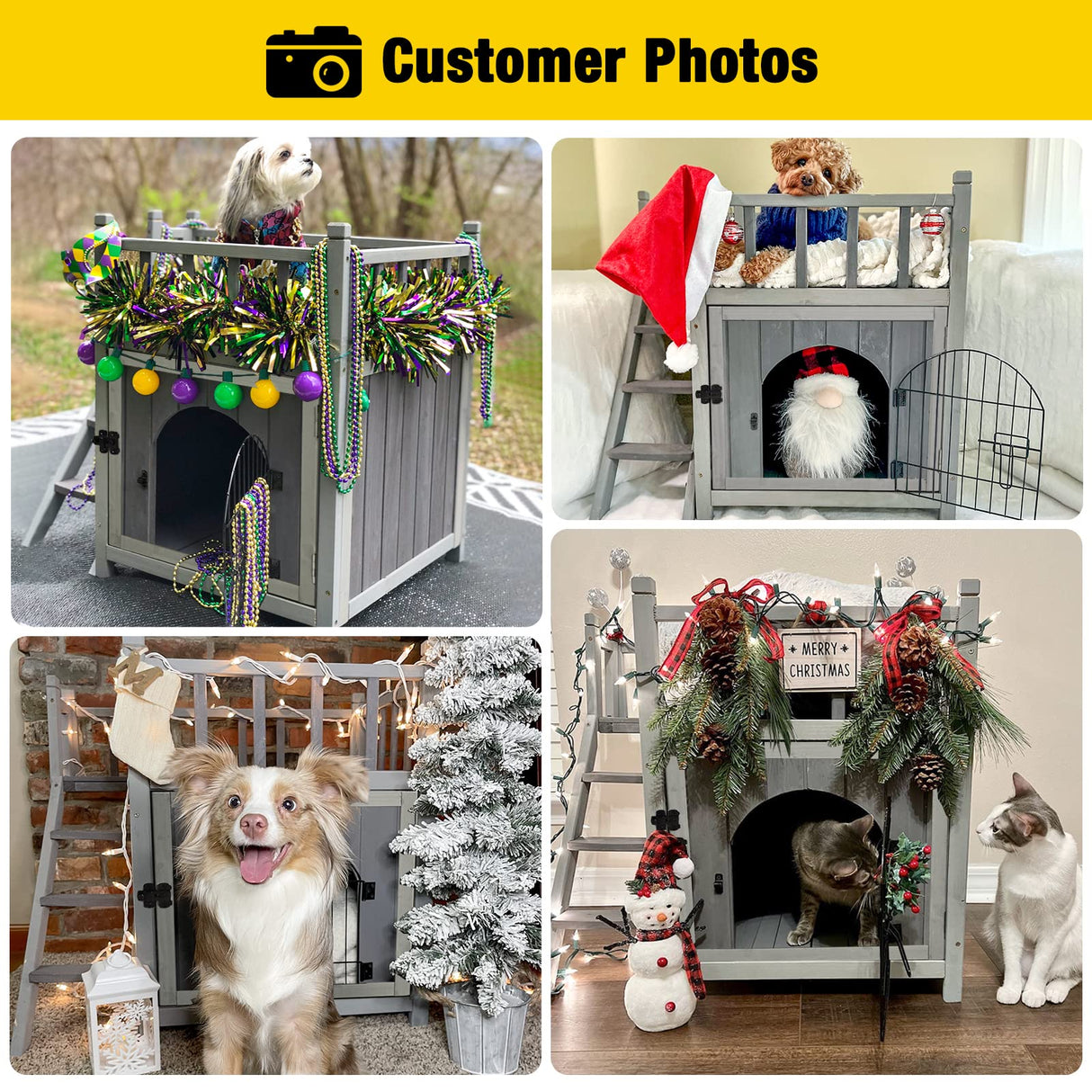 Aivituvin Dog House Feral Cat House Outdoor and Indoor,Pet Houses with Stairs,2 Storys Aivituvin