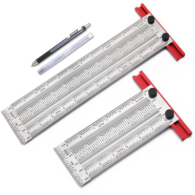 4 Pieces Precision Marking T Rule Set T Square Precision Marking T Rule Includes Compatible Pencil with 0.3 mm Mechanical Pencil Refill for