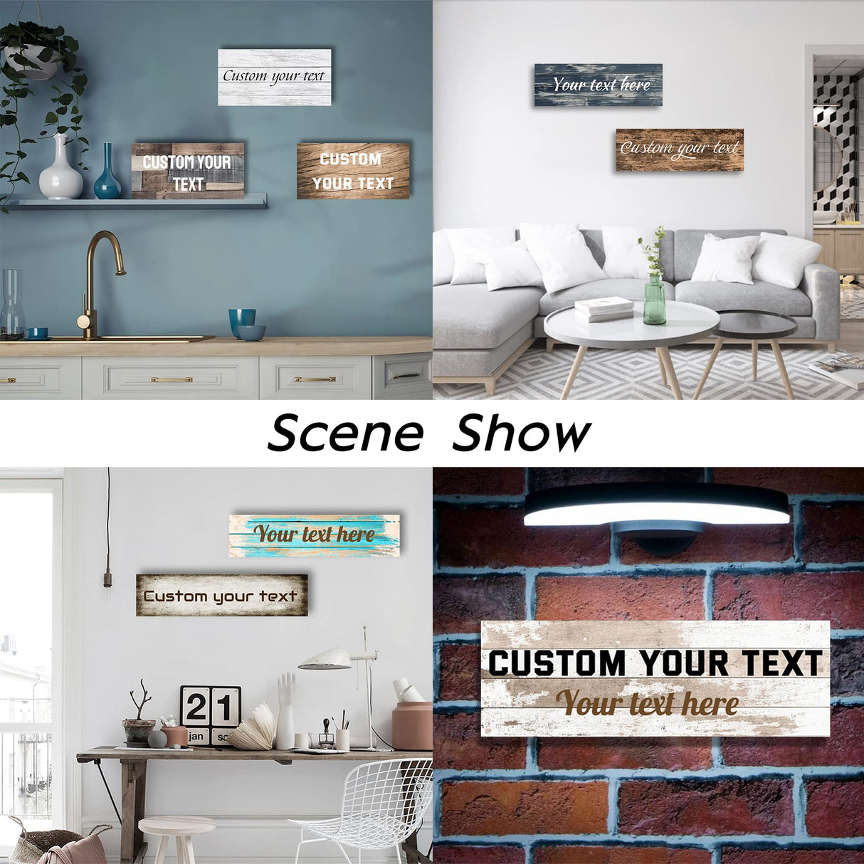 LZIMU Custom Text Signs Wall Decor Personalized Canvas Quote Family Sign Wall Art Wood Background Rustic Farmhouse Decor Framed (6"x18") LZIMU