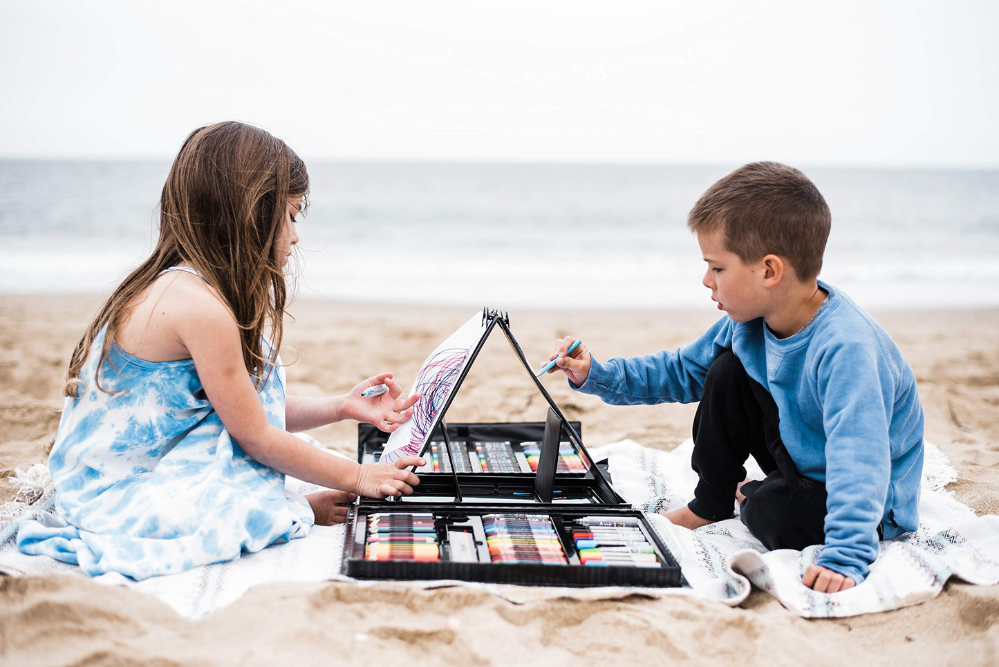 Art 101 Budding Artist 179 Piece Draw Paint and Create Art Set with Pop-Up Double-Sided Easel, Includes markers, crayons, paints, colored pencils,