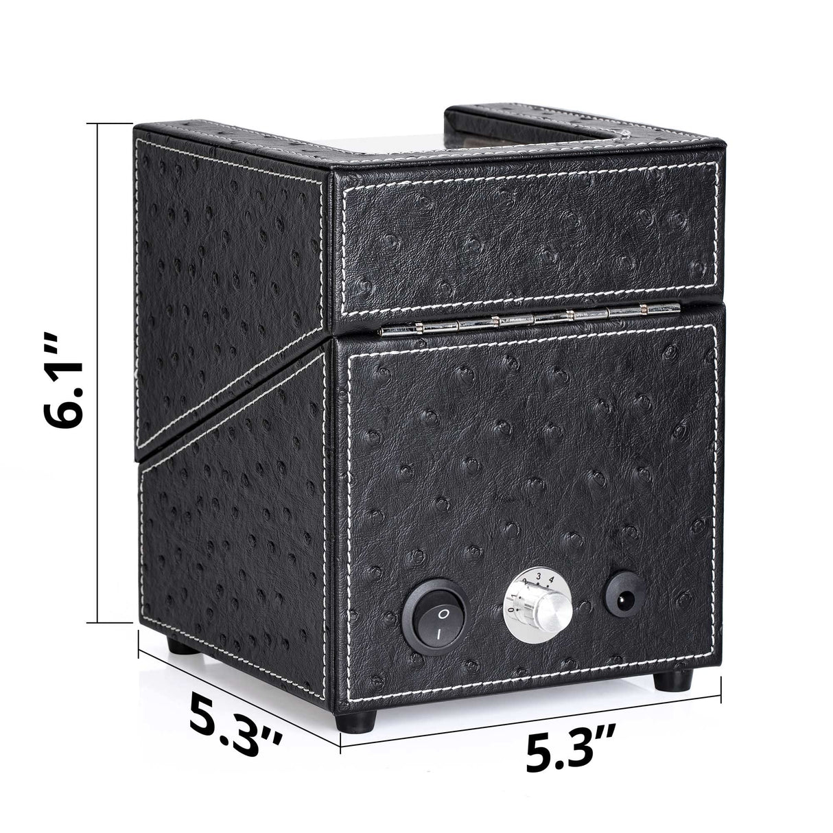 TRIPLE TREE Single Watch Winder Newly Upgraded, with Flexible Plush Pillow, in Wood Shell and Black Leather, Japanese Motor, 4 Rotation Mode Setting, TRIPLE TREE