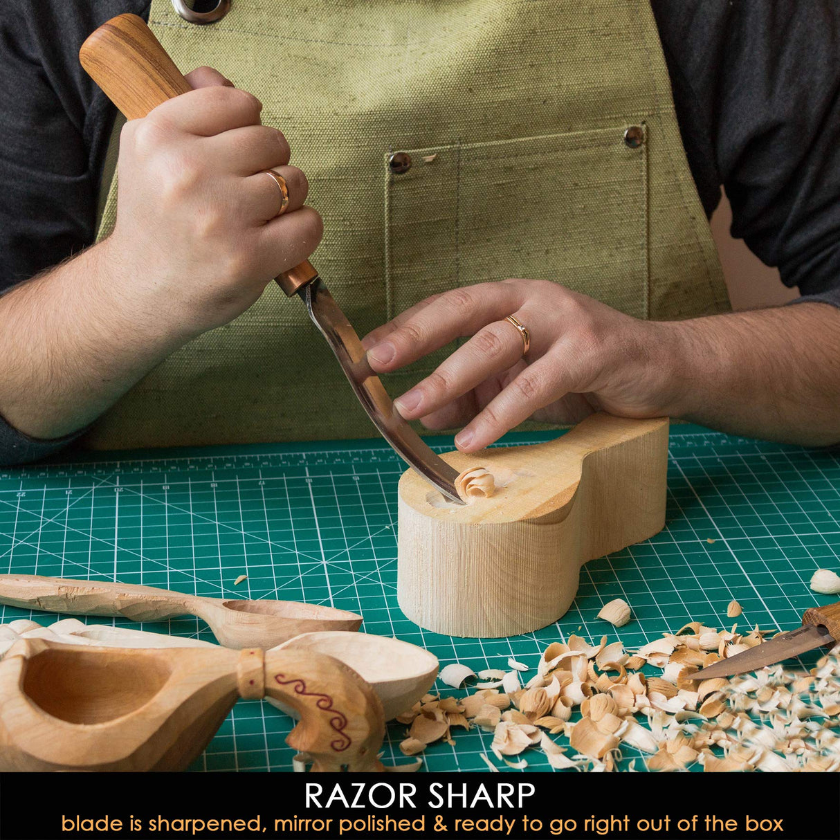 BeaverCraft Wood Carving Gouge 7L/22 Wood Carving Chisels Professional - Spoon Gouge, Cup Chisel Curved Chisel for Woodworking - Spoon Carving Knife BeaverCraft