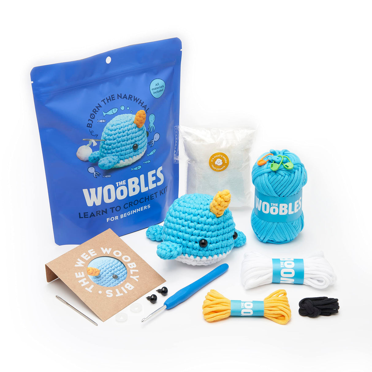 The Woobles Beginners Crochet Kit with Easy Peasy Yarn as seen on Shark Tank - Crochet Kit for Beginners with Step-by-Step Video Tutorials - Bjørn The Woobles