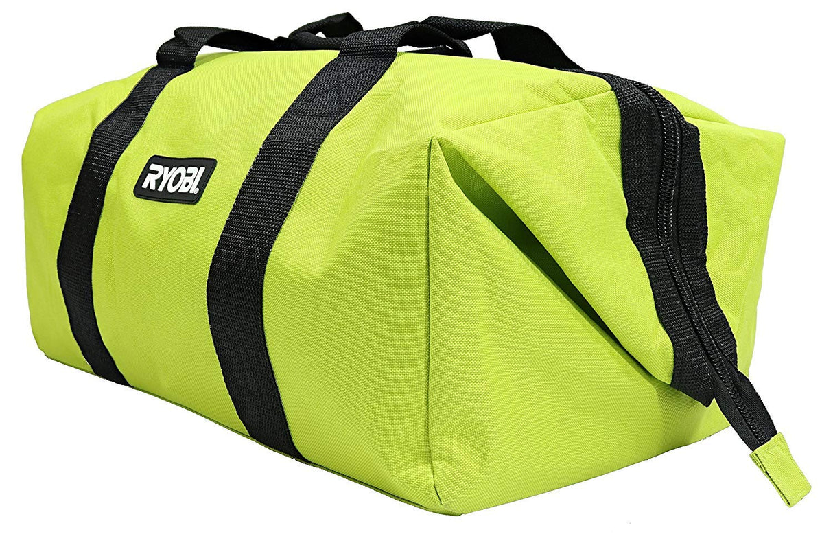 Green Wide Mouth Collapsible Genuine OEM Contractor’s Bag w/Full Top Single Zipper Action and Cross X Stitching Ryobi